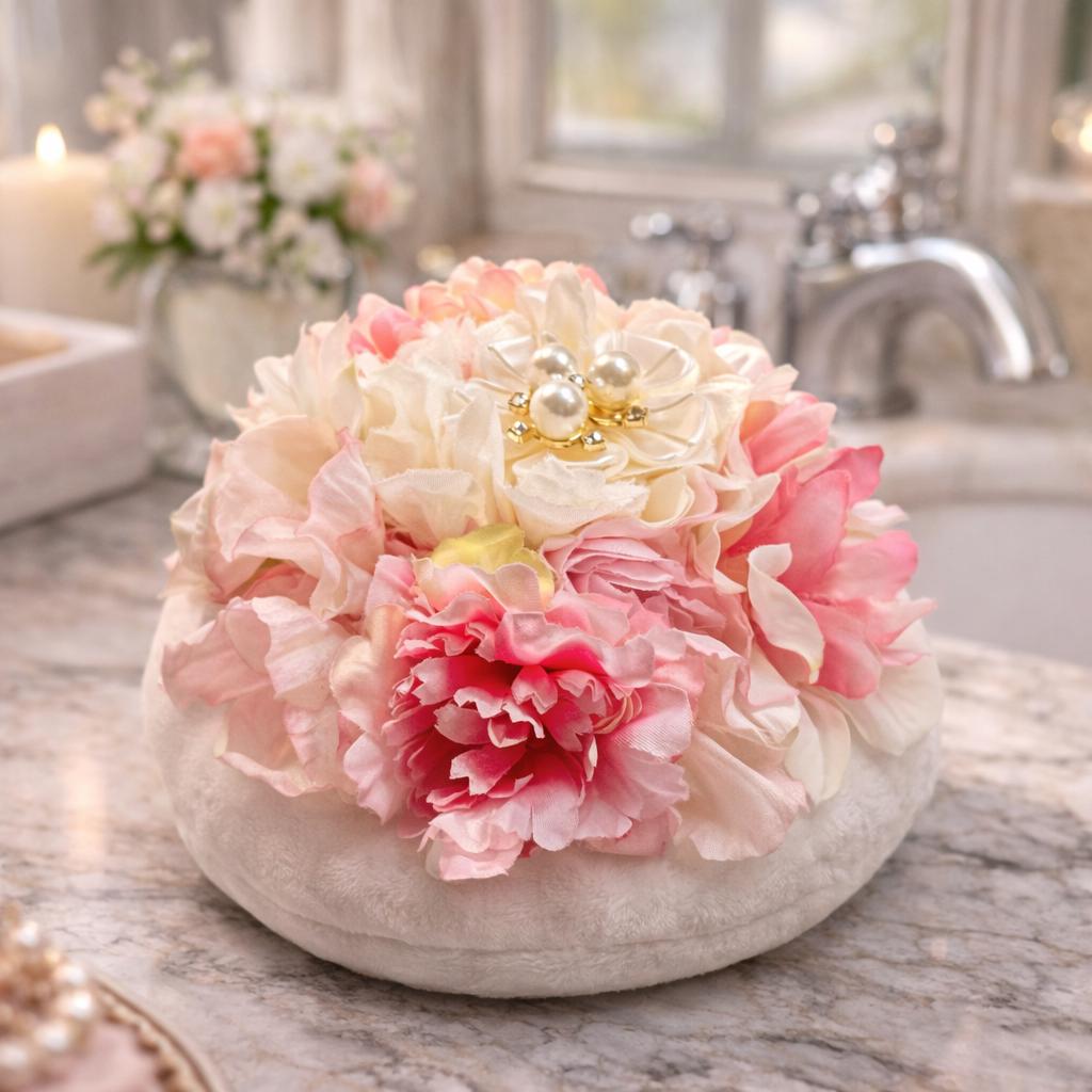 Floral Powder Puff with Body Powder | Soft Glam Vanity Accessory