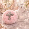 Rhinestone Embellished Powder Puff | Fluffy Body Dusting Accessory