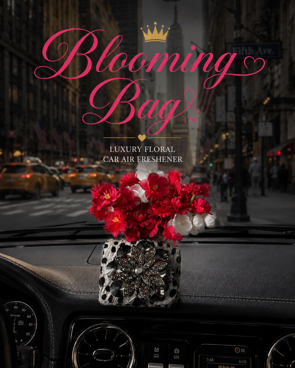 Blooming Bag Luxury Floral Car Air Freshener | Silk Flower Vent Clip Diffuser