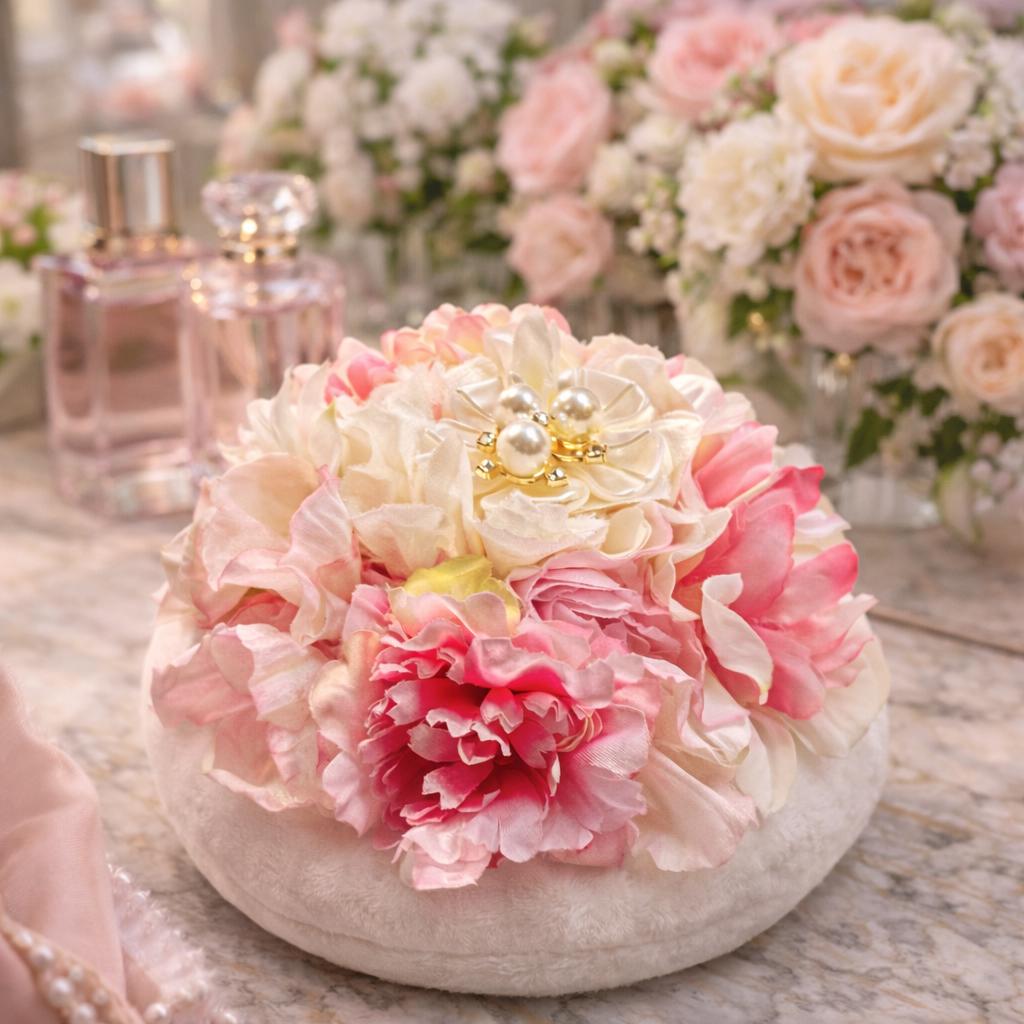 Floral Powder Puff with Body Powder | Soft Glam Vanity Accessory