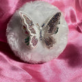 Rhinestone Butterfly Powder Puff | Fluffy Vanity Beauty Accessory, 4 Inch Large Puff