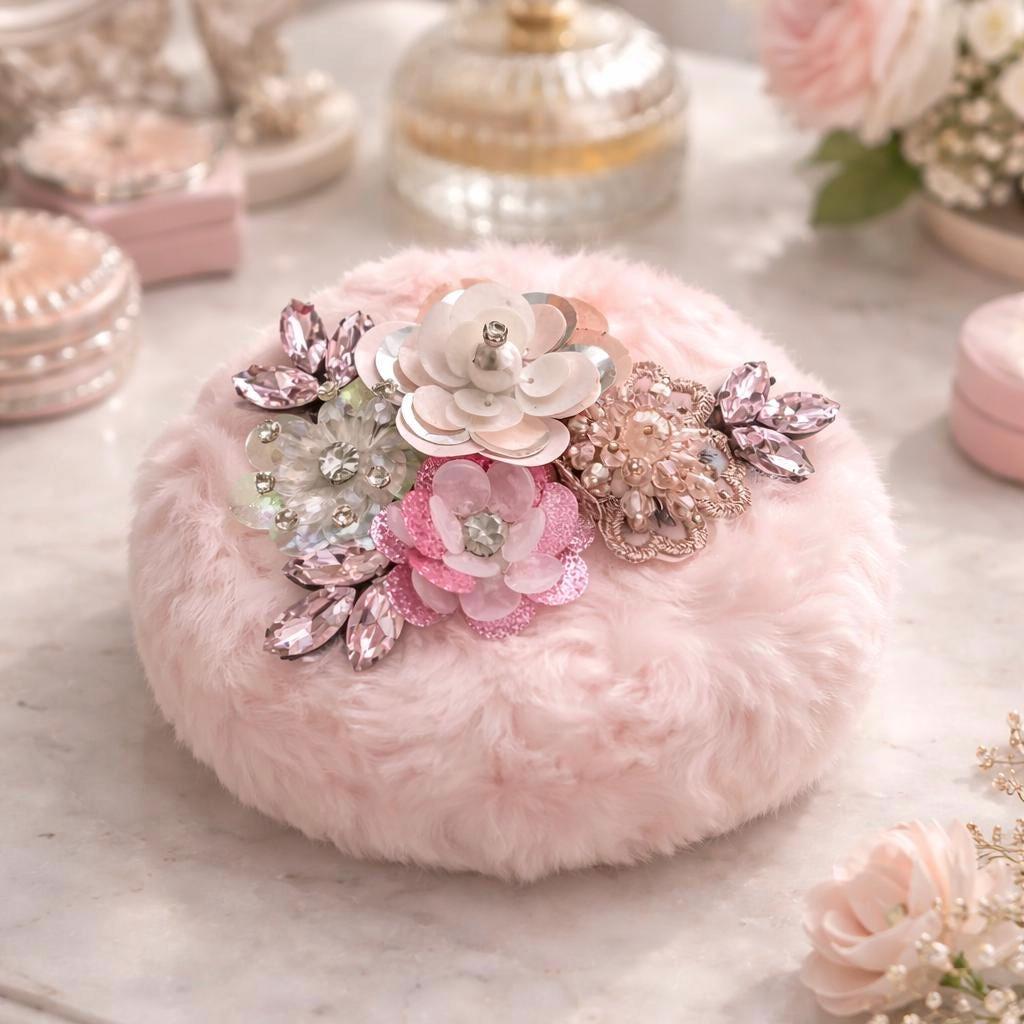 Pink Powder Puff | Feminine Vanity Accessory | Glam Beauty Gift for Women|mom|mama